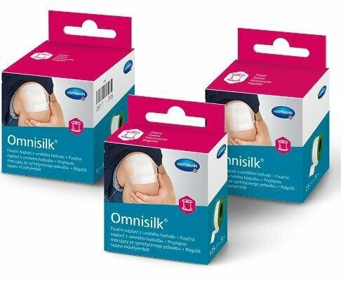 Пластырь Омнисилк (Omnisilk) фиксирующий из искусственного шёлка для повязок, с еврохолдером, белый размером 2.5см х 9.2м, 900419