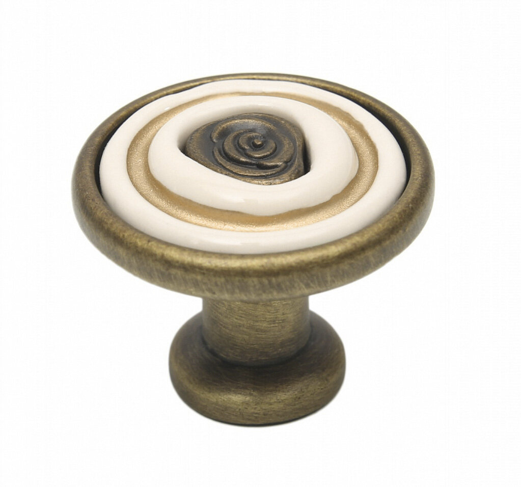 Мебельная ручка MARTA RC108BAB.4/W брашированная старинная бронза w - белый