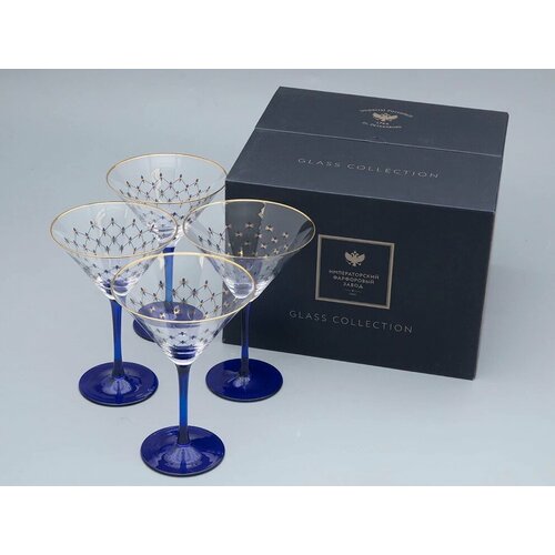 Набор 4 бокала для мартини 150 мл Кобальтовая сетка Императорский фарфоровый завод ИФЗ 141100207 10819₽