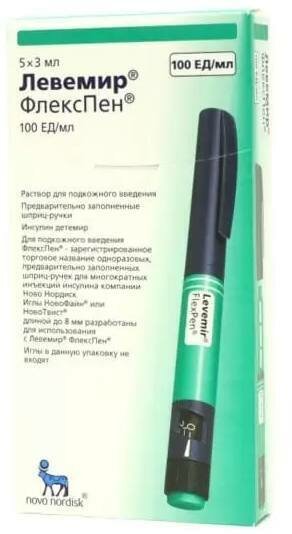 Левемир Флекс Пен раствор 100 ЕД/мл шприц-ручки 3 мл 5 шт.