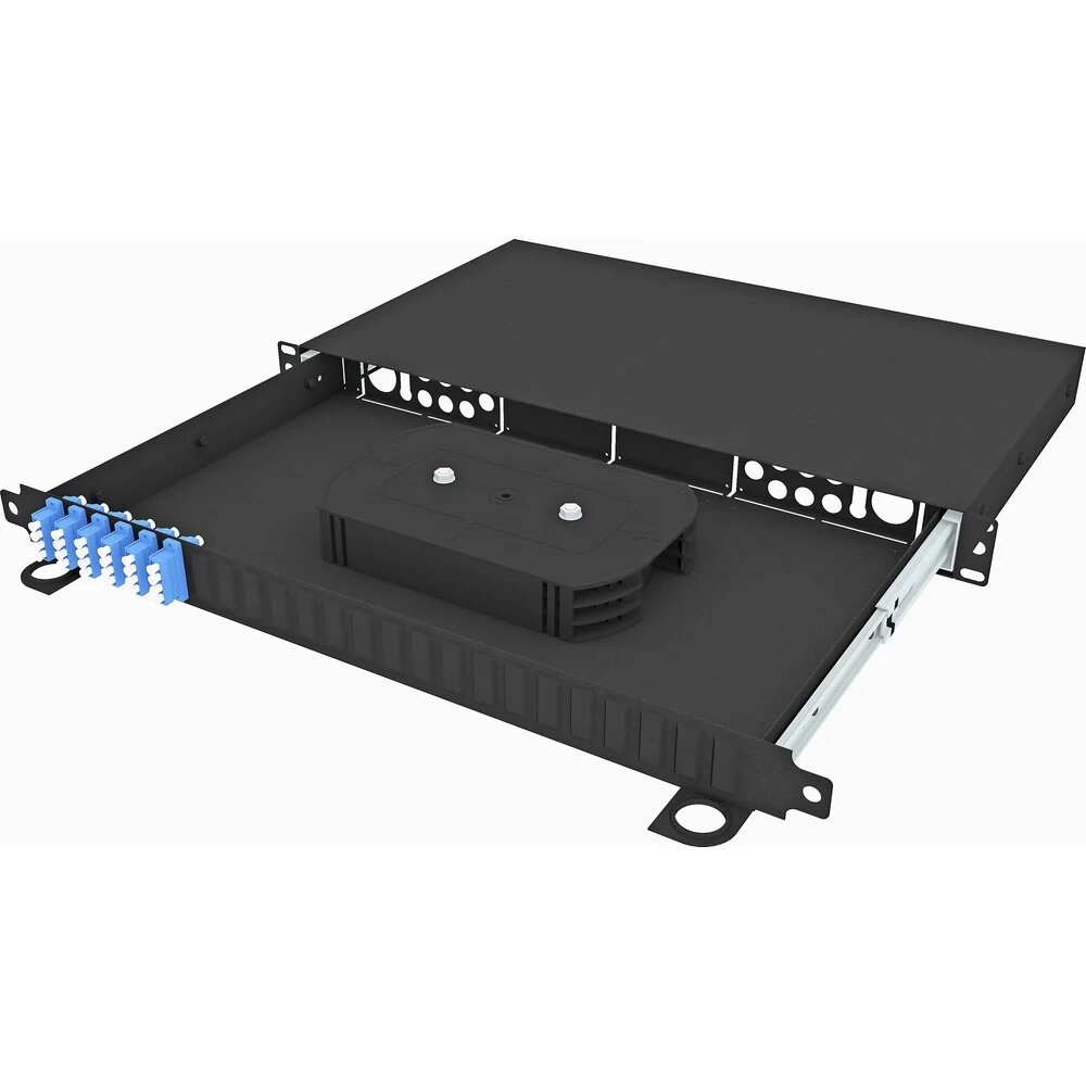 TopLAN Кросс оптический стоечный выдвижной 19 , укомплектованный, КРСв-Top-1U-24LC/U-OS2-BK