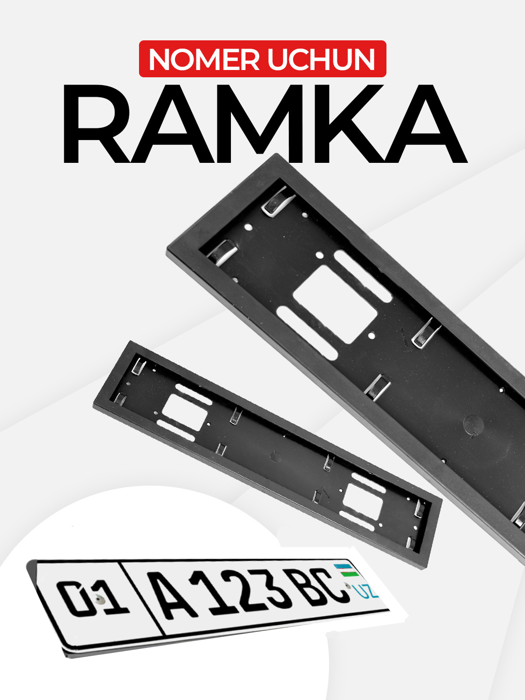 Рамка номерная "Black", для Chevrolet, Daewoo, Ravon, пластик, черная, 2 шт.