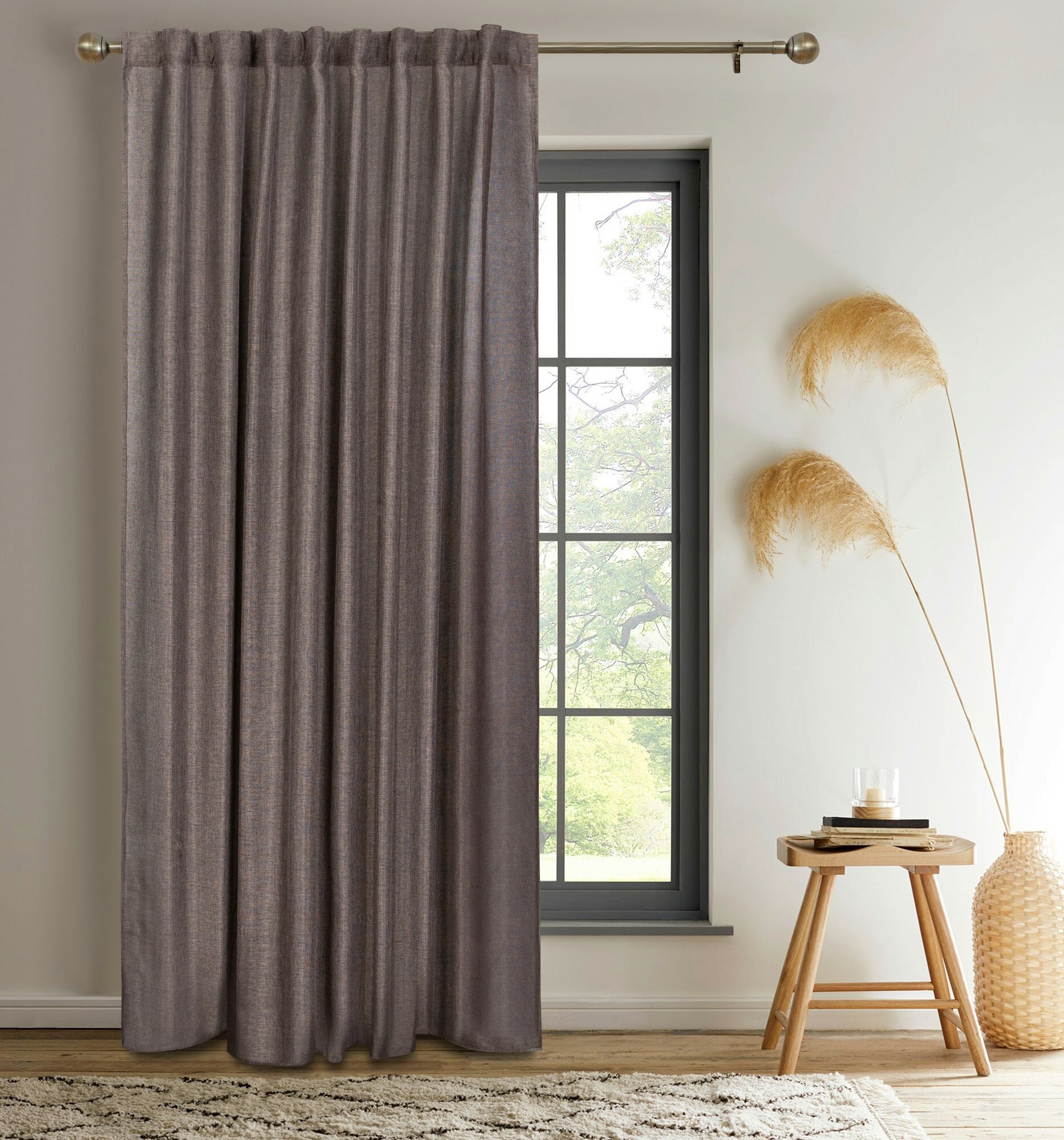 Штора на ленте со скрытыми петлями Kreaforta Looks 200x260 см серо-коричневая