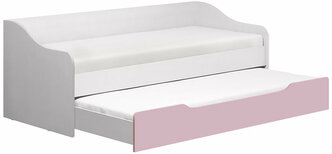 ARNIKA Кровать детская двухъярусная выдвижная Вега FASHION 1, 90х200 см, белый, розовый