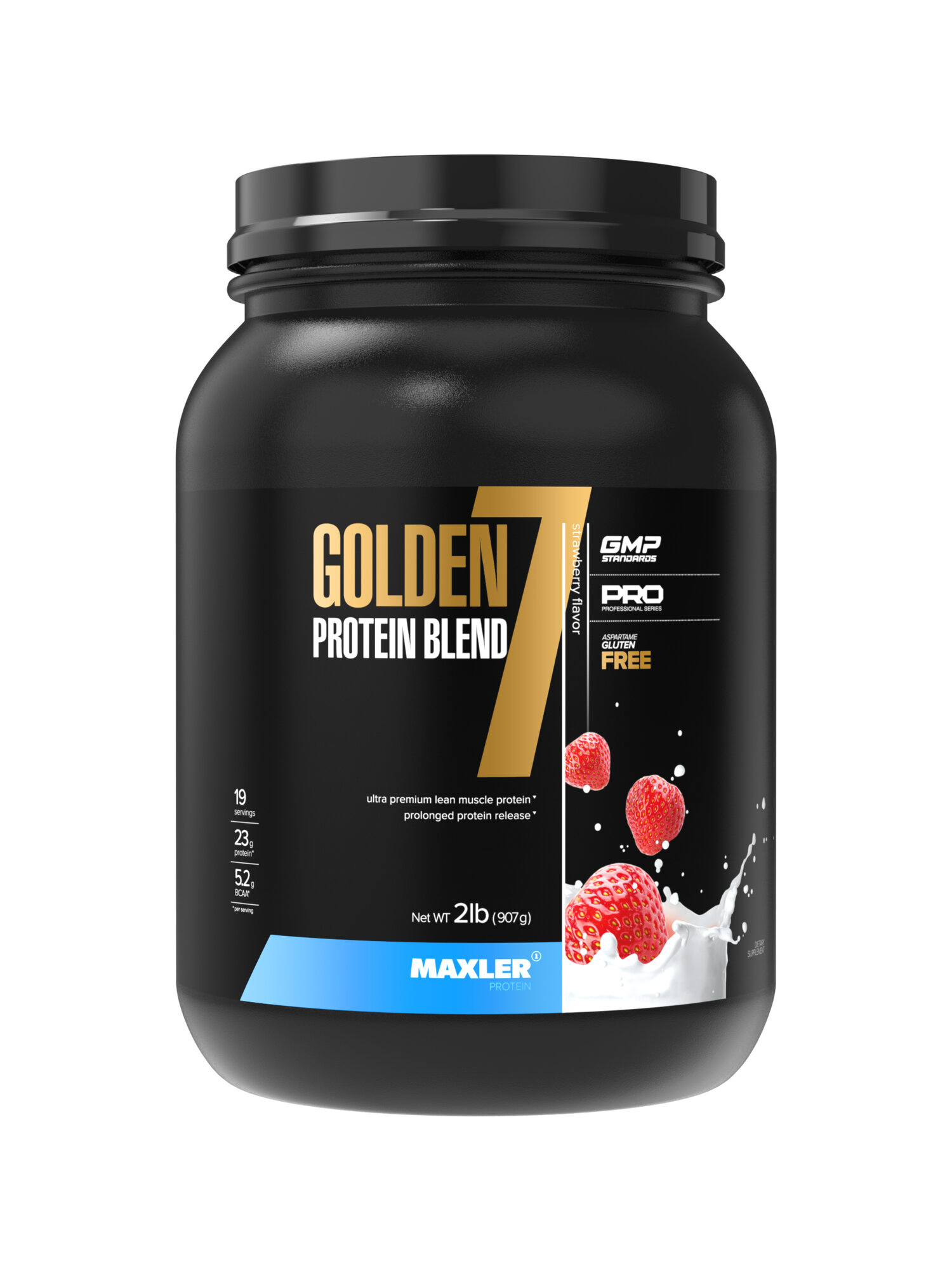 Протеин многокомпонентный Maxler Golden 7 Protein Blend 2 lb 907 г - Клубника со сливками