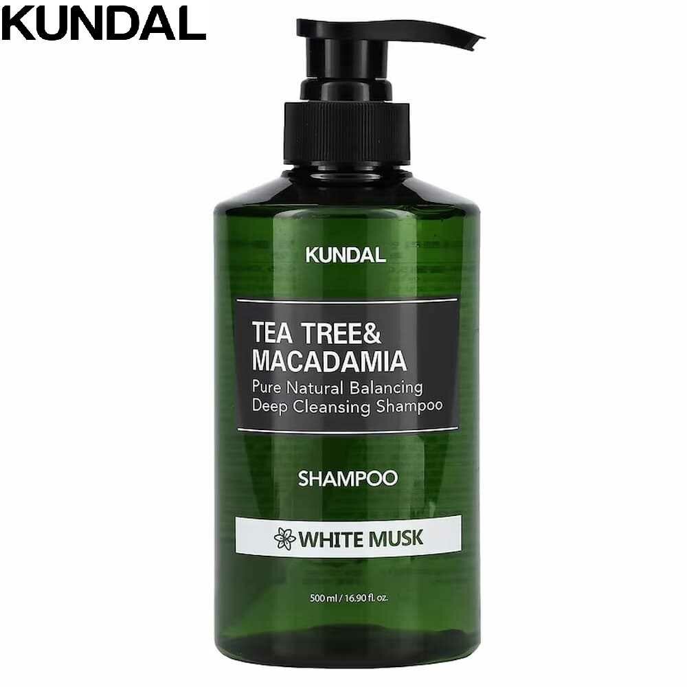 Шампунь с экстрактом чайного дерева, Kundal, Tea Tree & Macadamia, аромат "Белый мускус", 500 мл