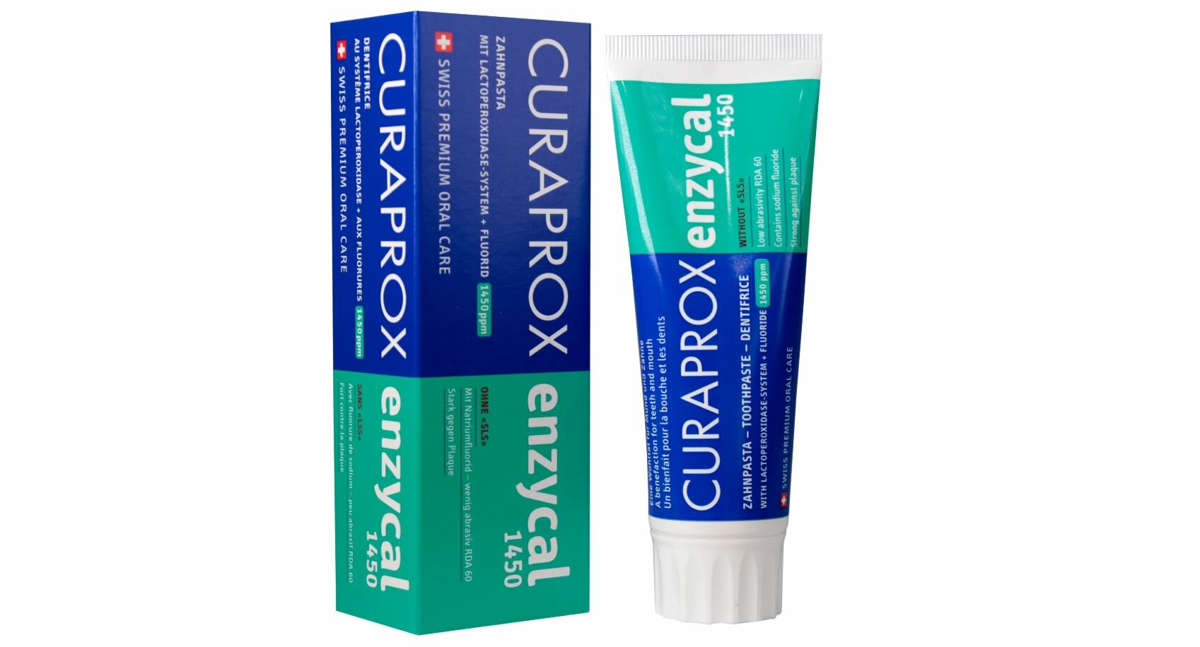Зубная паста Curaprox Enzycal 1450, лечебно-профилактическая, гипоаллергенная, 75 мл