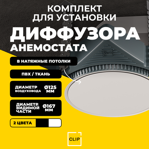 фото Диффузор для натяжных потолков (ткань/пвх), вставка белая, экран белый (анемостат) blend к1 w/w clip