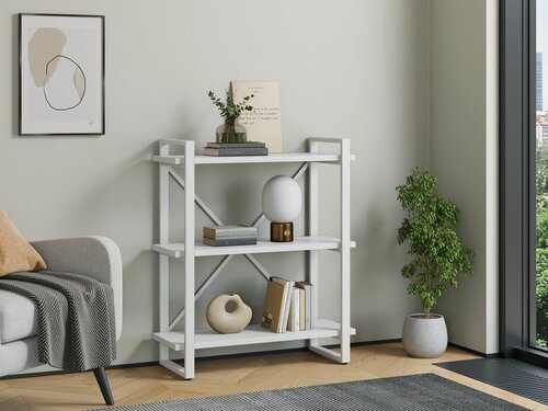 Изображение товара Стеллаж металлический Айсберг Лофт 80х102-2 с полками Белый/белый