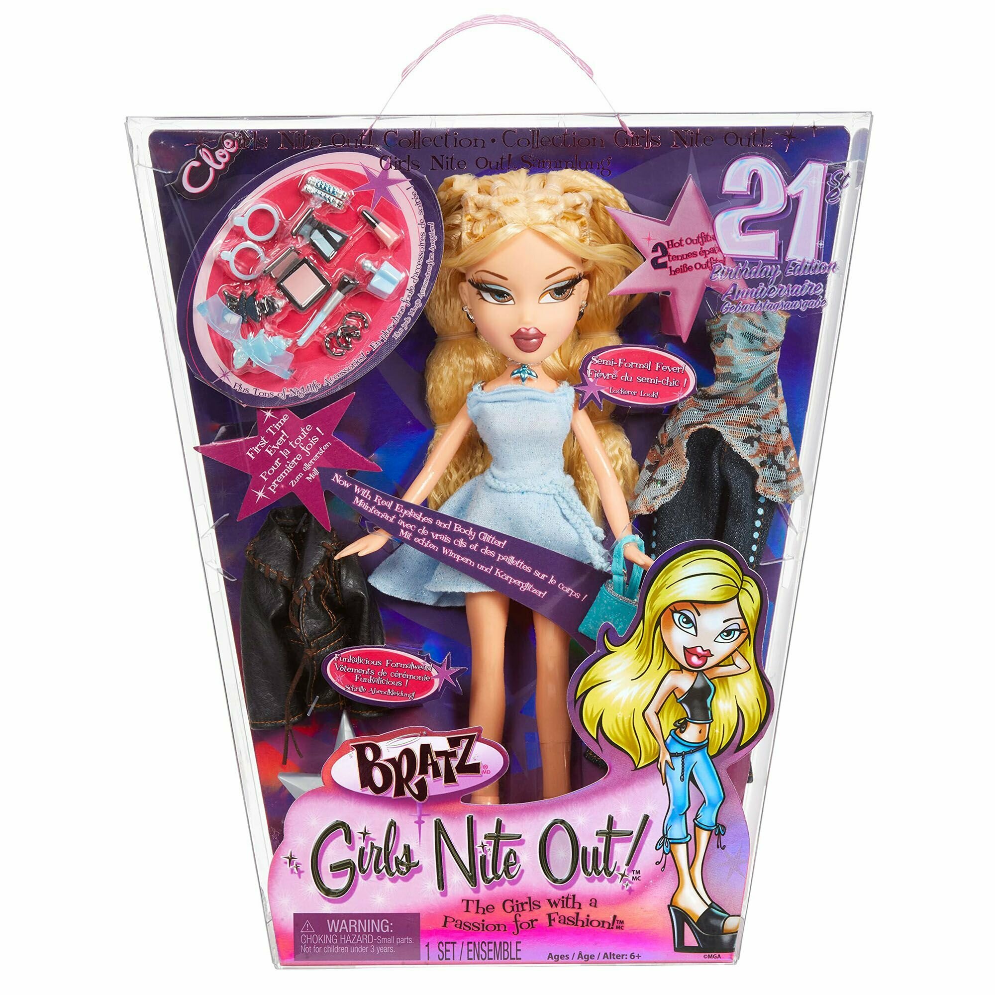 MGA Bratz Girls Nite Out 21st Birthday Edition Cloe Специальный выпуск на 21-й день рождения Братц Модная кукла-девочка-игрушка, с одеждой и мини-косметикой-x-x