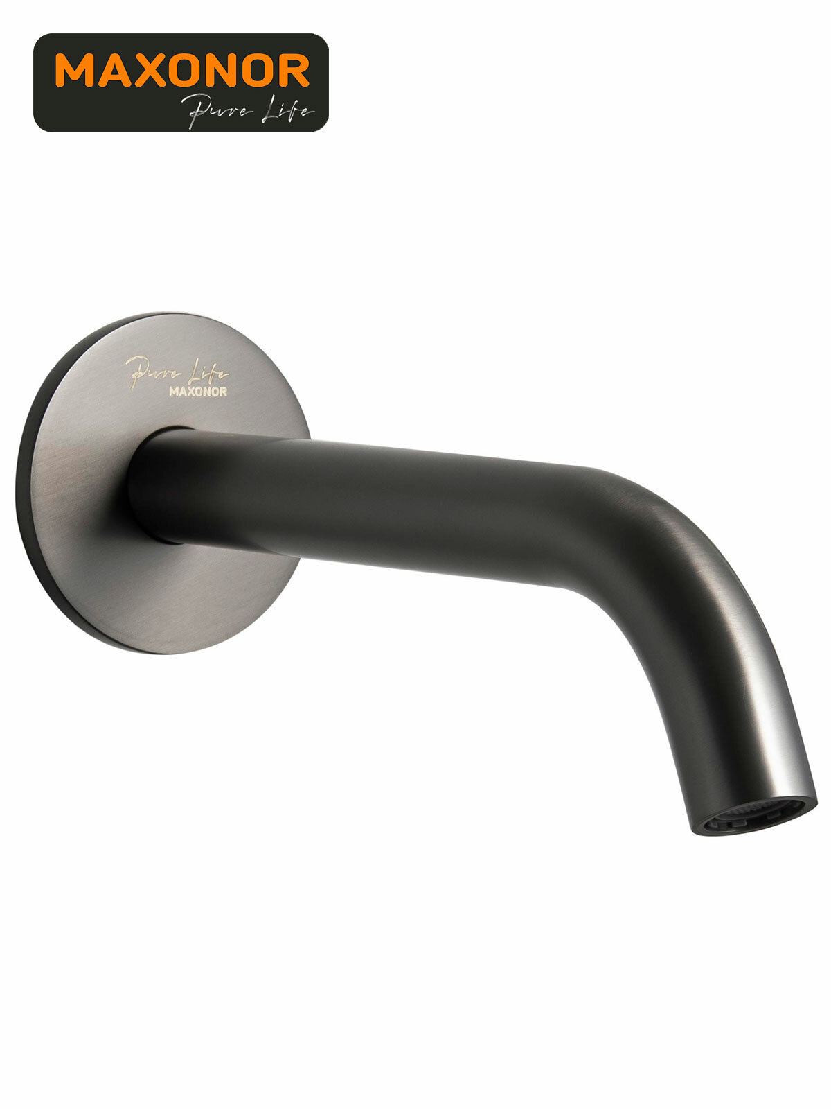 Излив из стены Maxonor PURE LIFE PL71-9 Графит матовый (длина 20см.) Латунь