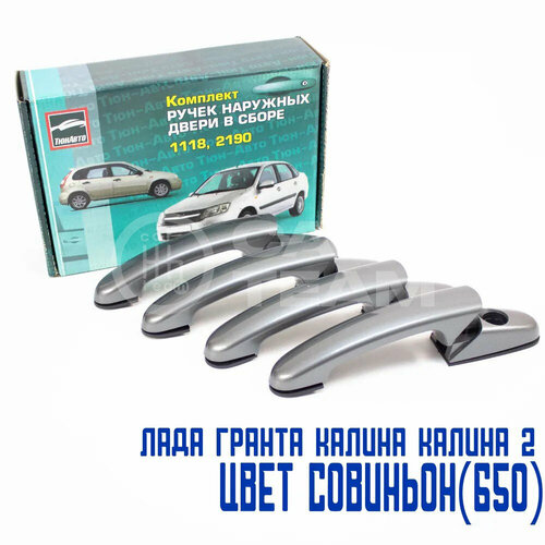 Ручки дверей Лада Гранта Гранта ФЛ Калина Калина 2 передние задние Тюн-Авто цвет Платина 691 комплект 4шт 3814₽