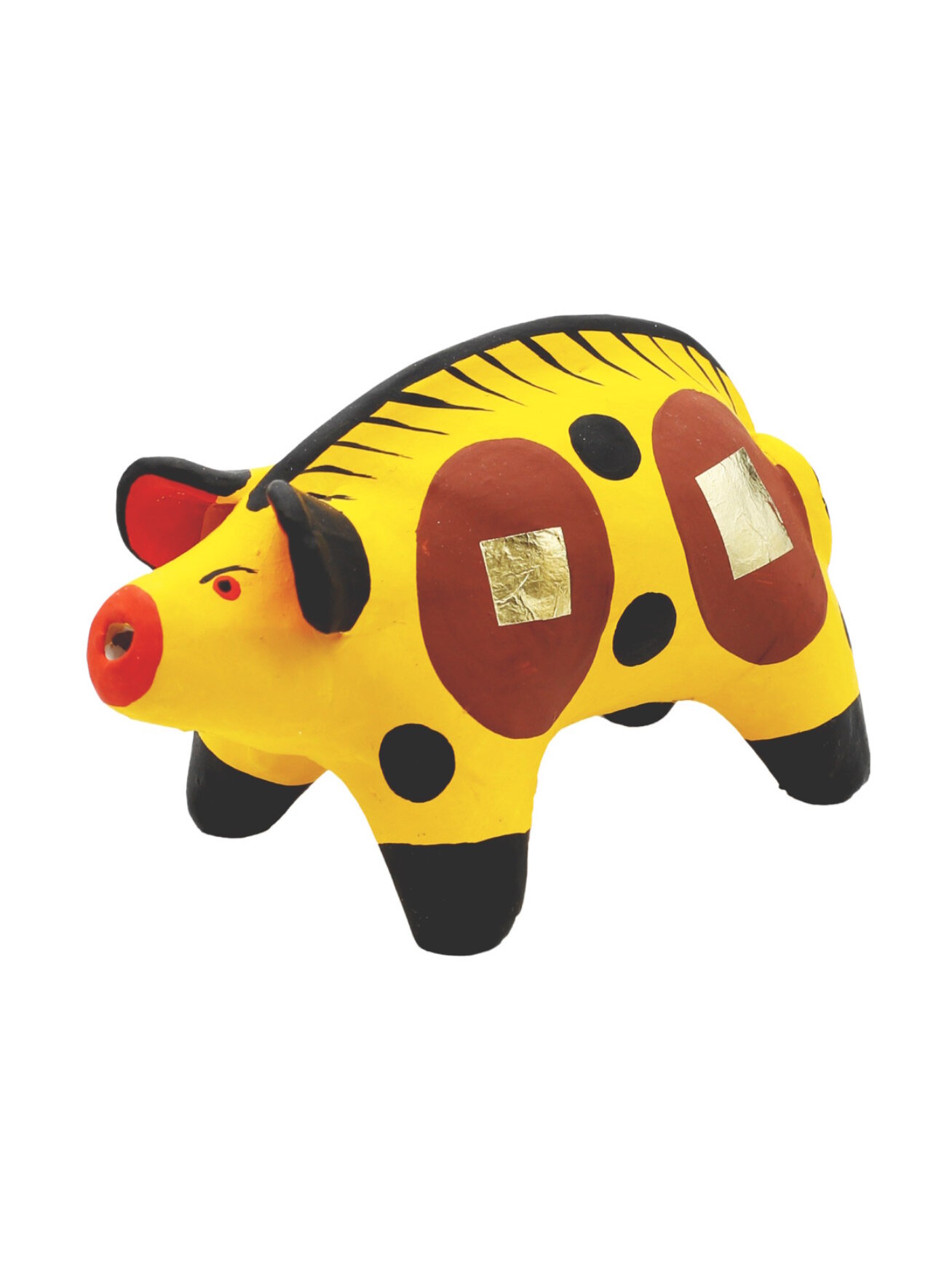 Дымковская игрушка свистулька Свинка, коричневая, 7х4х3см (28711)