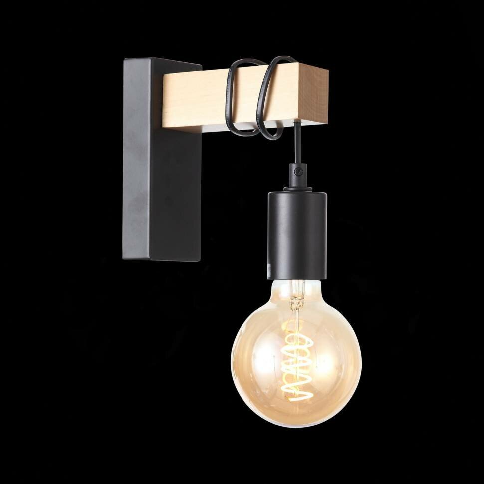 EVOLUCE SL1142.401.01 Светильник настенный Черный Светлое дерево E27 1*60W BAGETTI