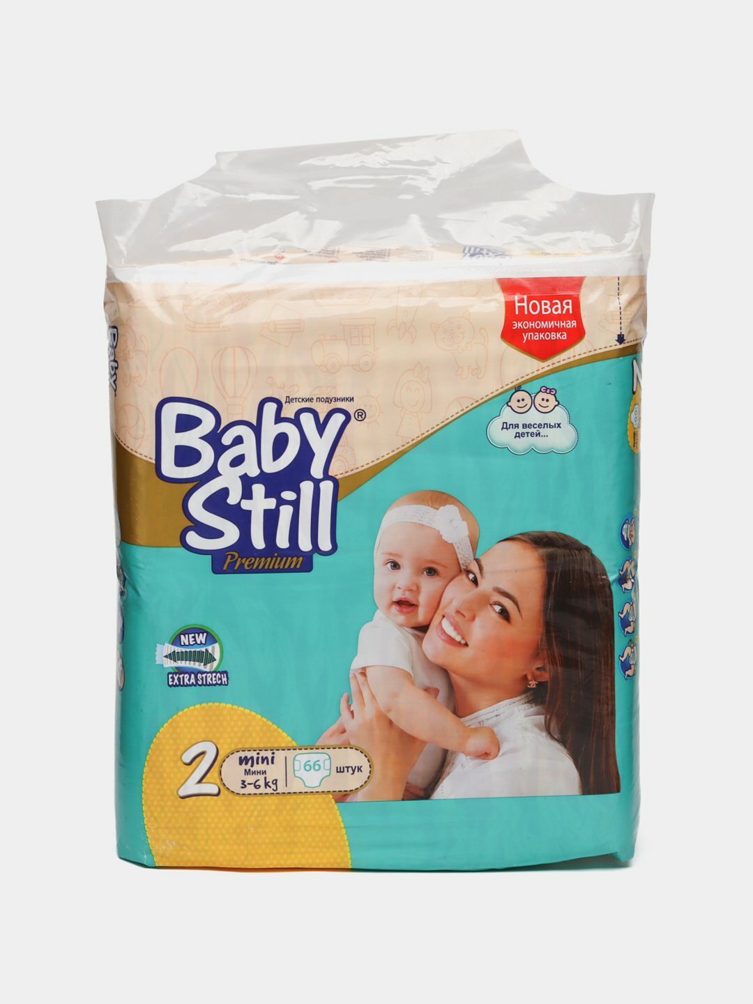 Детские подгузники Baby Still Premium 2, mini 3-6кг, 66 штук