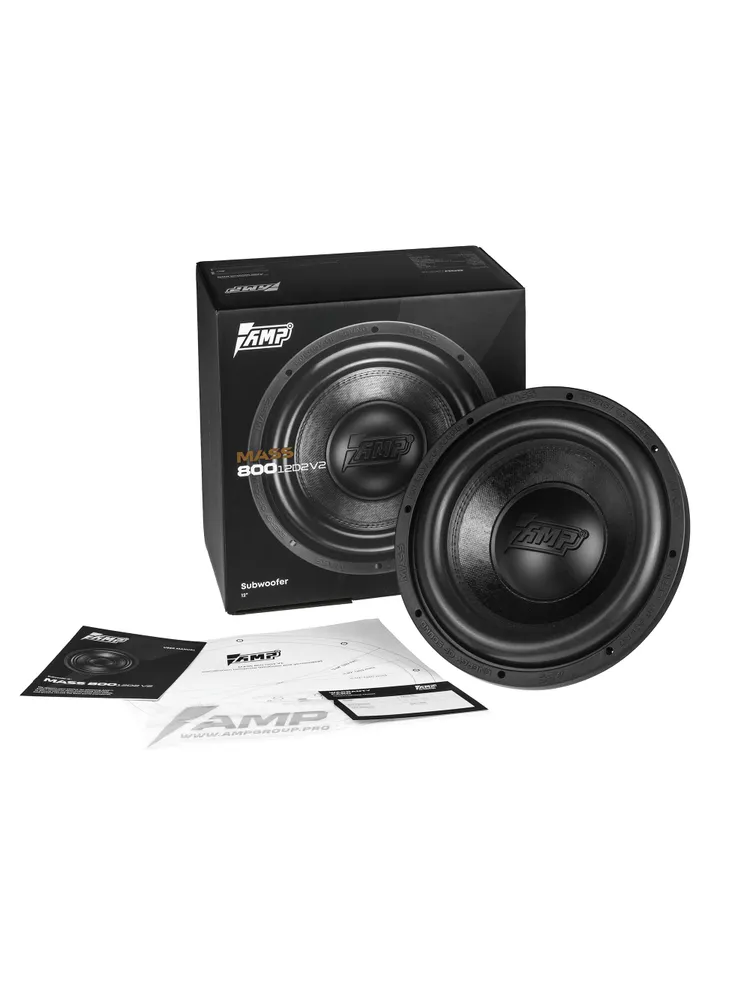 Сабвуфер автомобильный AMP MASS-800 12D2 V2 (2+2 Om, 1600Вт Max)