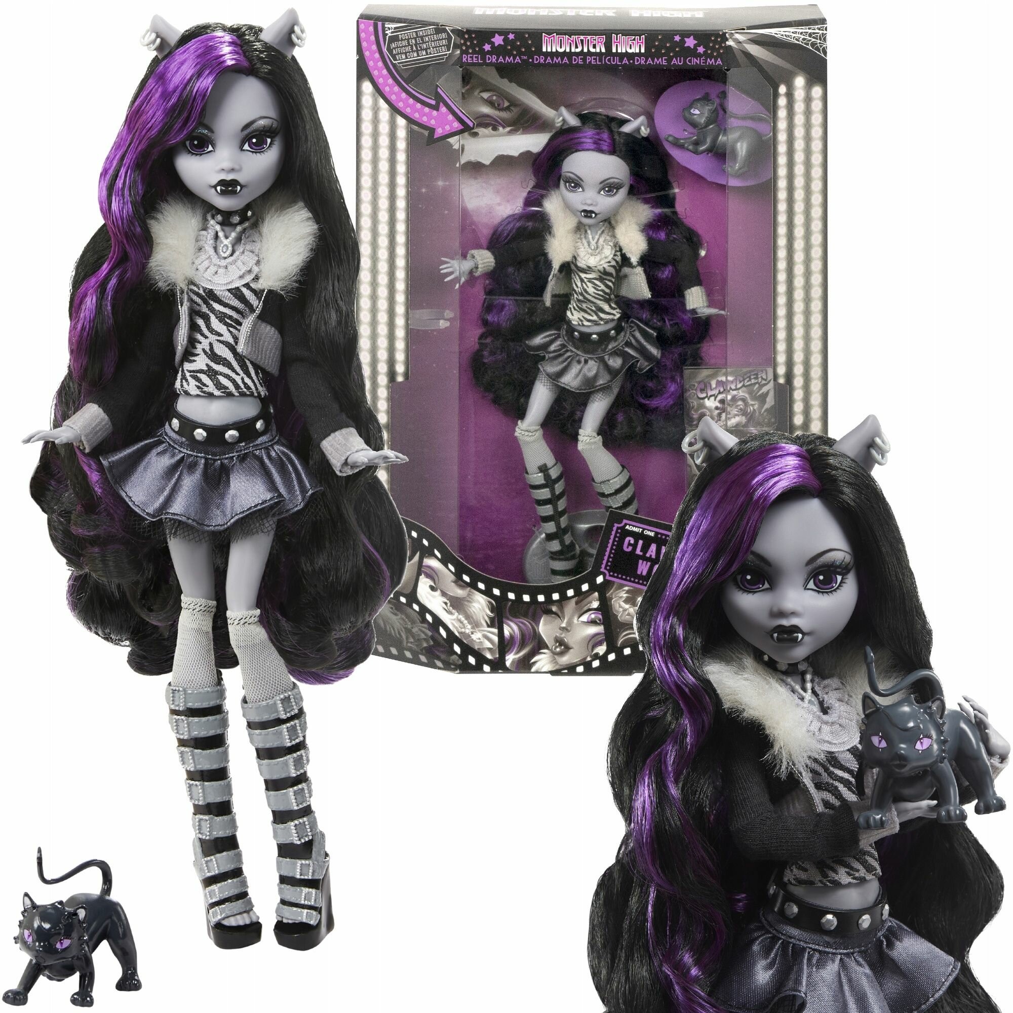 Кукла Mattel Monster High Reel Drama - Clawdeen Wolf Клодин Вульф - Кукла с аксессуарами Монстр Хай HKN28