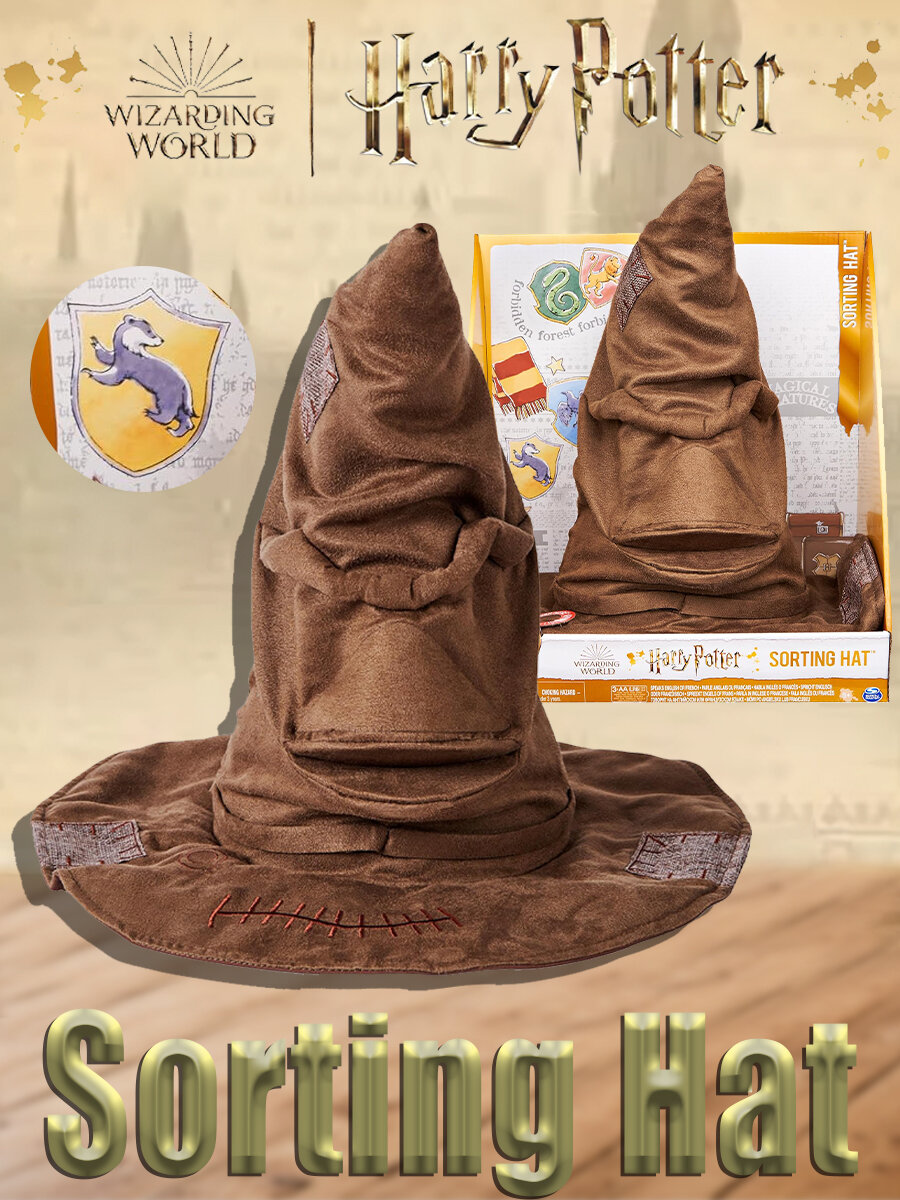 Spin Master Wizarding World Harry Potter Talking Sorting Hat / с 15 фразами для ролевых игр, детскими игрушками для детей в возрасте от 5 лет и старше. Говорящая волшебная шляпа-сортировщик