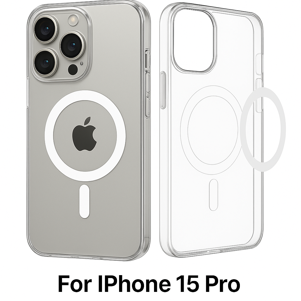 Чехол Magsafe для Iphone 15 pro прозрачный тонкий хрусталь, ударопрочный