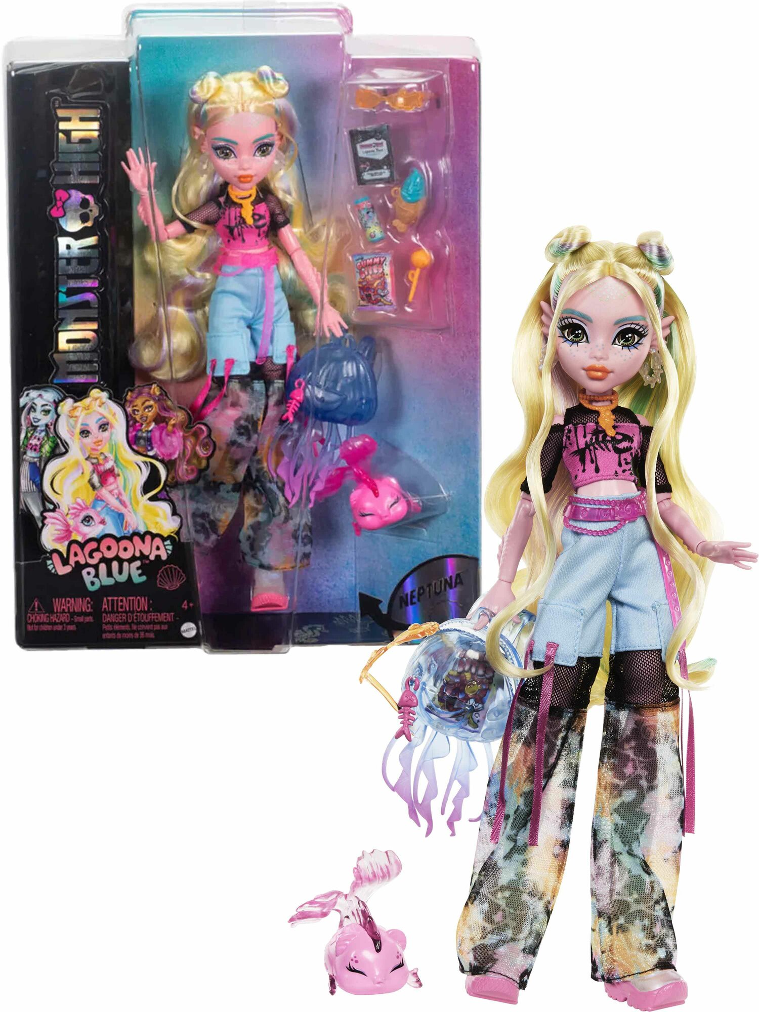 Кукла Monster High Lagoona Blue Fashion с питомцем Neptuna и аксессуарами