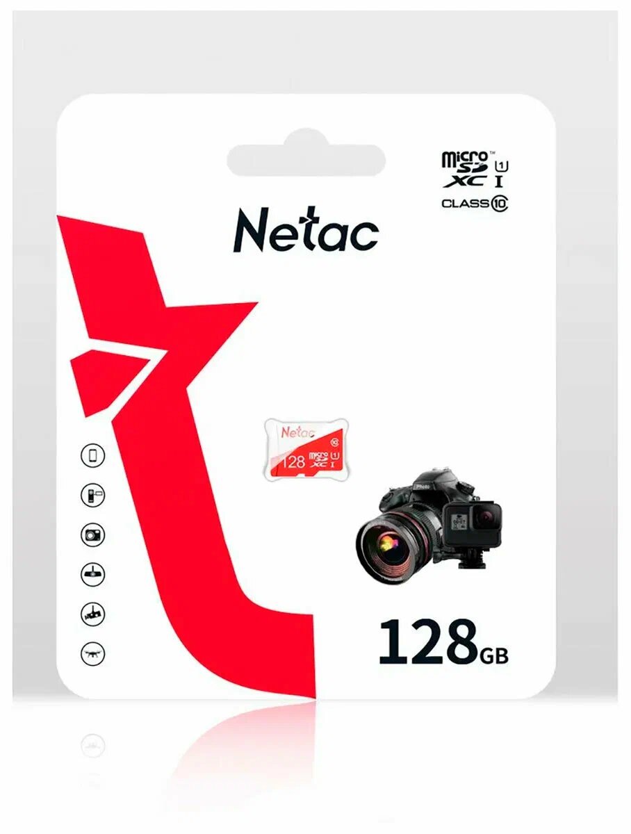 Карта памяти Netac P500 ECO, microSDXC, 128 ГБ, Class 10, UHS-I U1, R/W 90/25 МБ/с, 1 шт. (NT02P500ECO-128G-S)