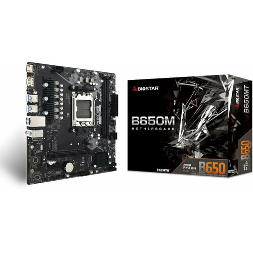Материнская плата Biostar B650MT SocketAM5 AMD B650 2xDDR5 mATX AC`97 8ch (7.1) GbLAN RAID+HDMI+DP