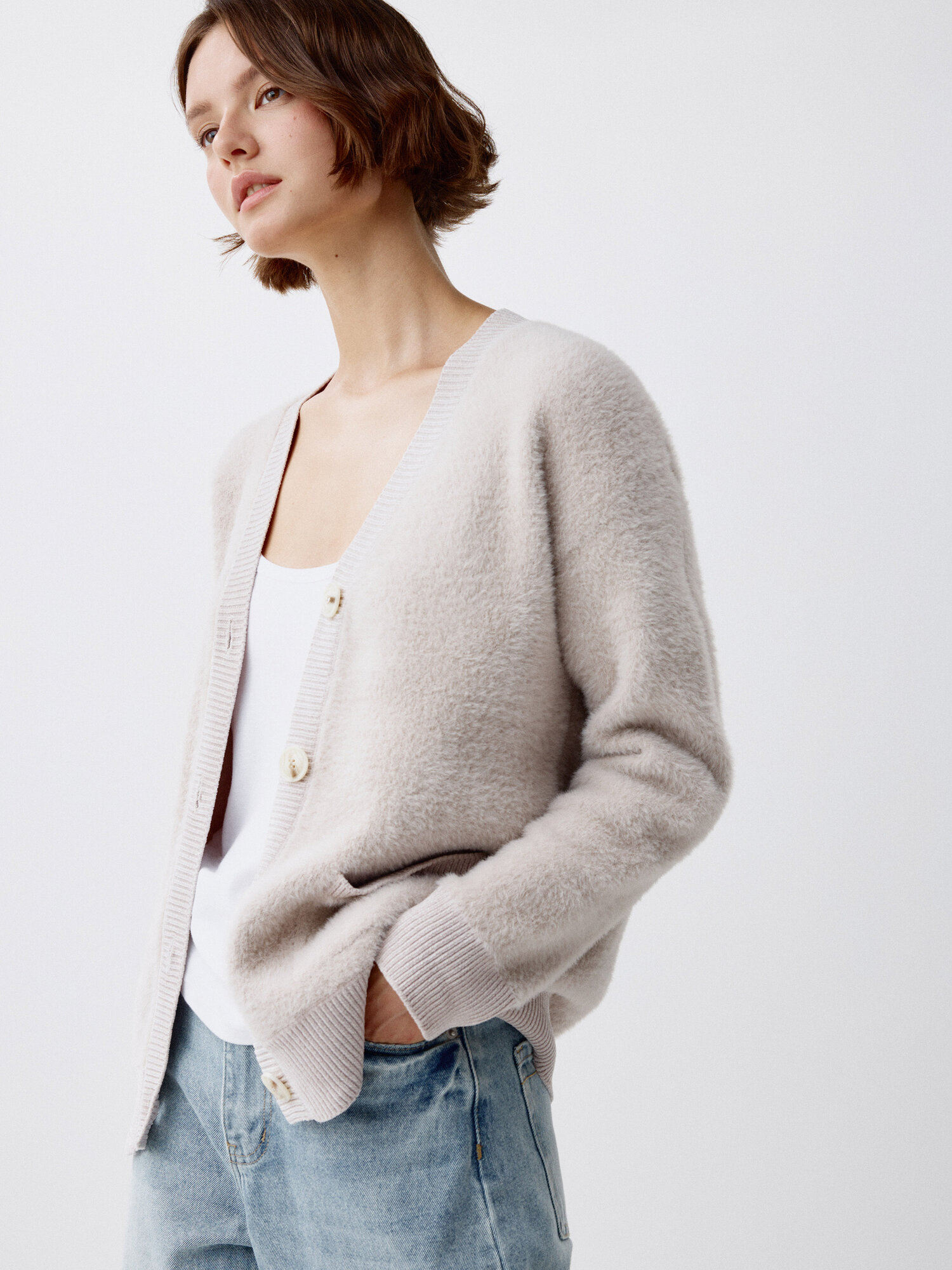 Кардиган Sela, размер 44, ультра светло-серый