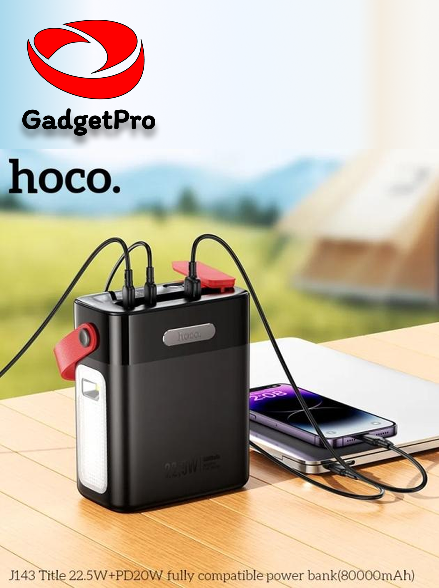 Внешний аккумулятор Hoco J143 Power Bank, 80 000 mAh, 22,5 Вт + PD20 Вт, LED‑дисплей, чёрны