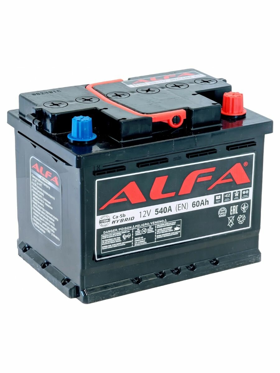 Аккумулятор автомобильный ALFA battery Hybrid R 60 Ач стартерный акб 12v пусковой ток обратная полярность
