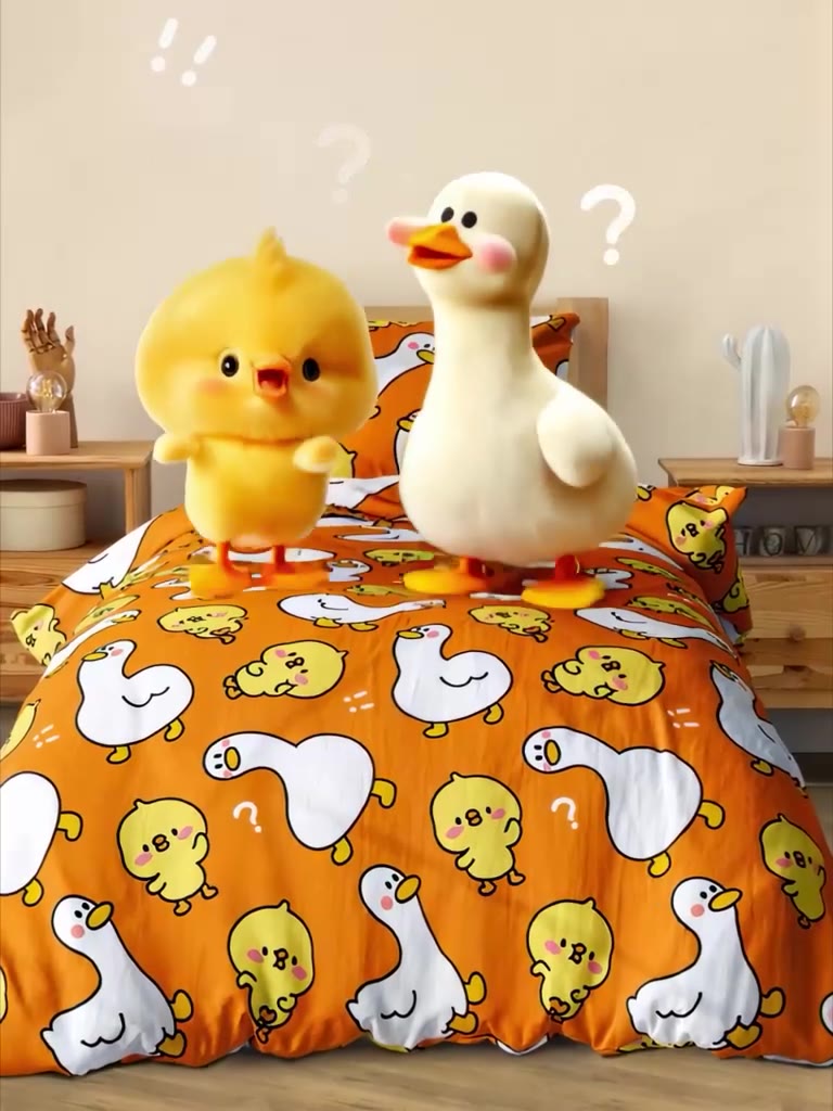 "4YOU" by Crazy Getup, Комплект постельного белья 2 спальный, Полисатин, 2 нав. 70х70, Funny Birds , Утка гусь — фото 1