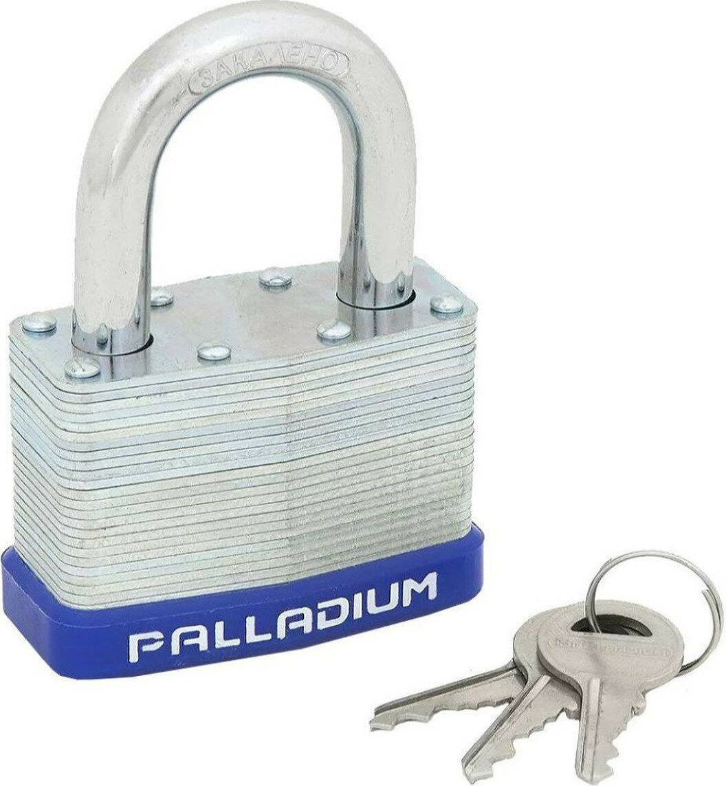 Замок навесной Palladium 901S-65, синий, ударопрочный, 3 ключа