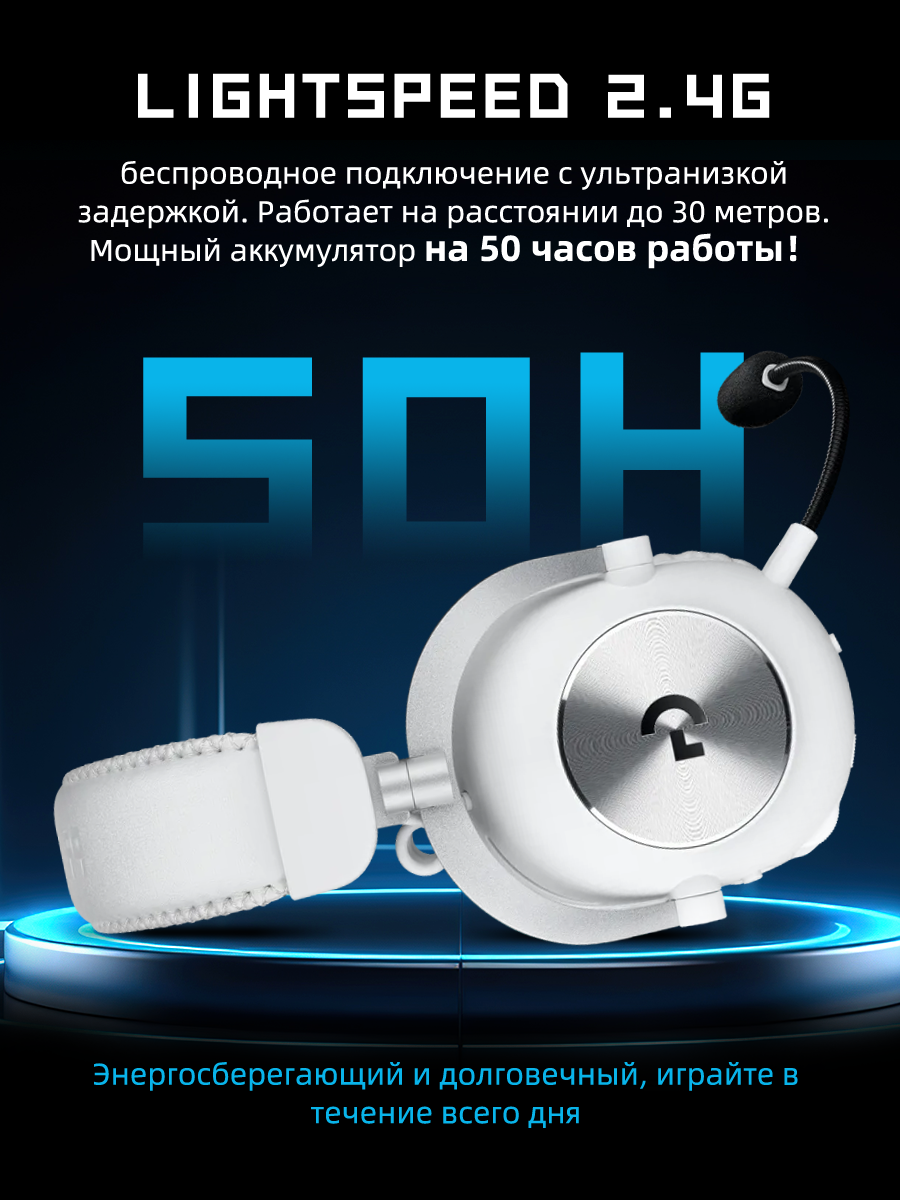 Беспроводной наушник Logitech G PRO X 2 LIGHTSPEED, Bluetooth, Белый — фото 1