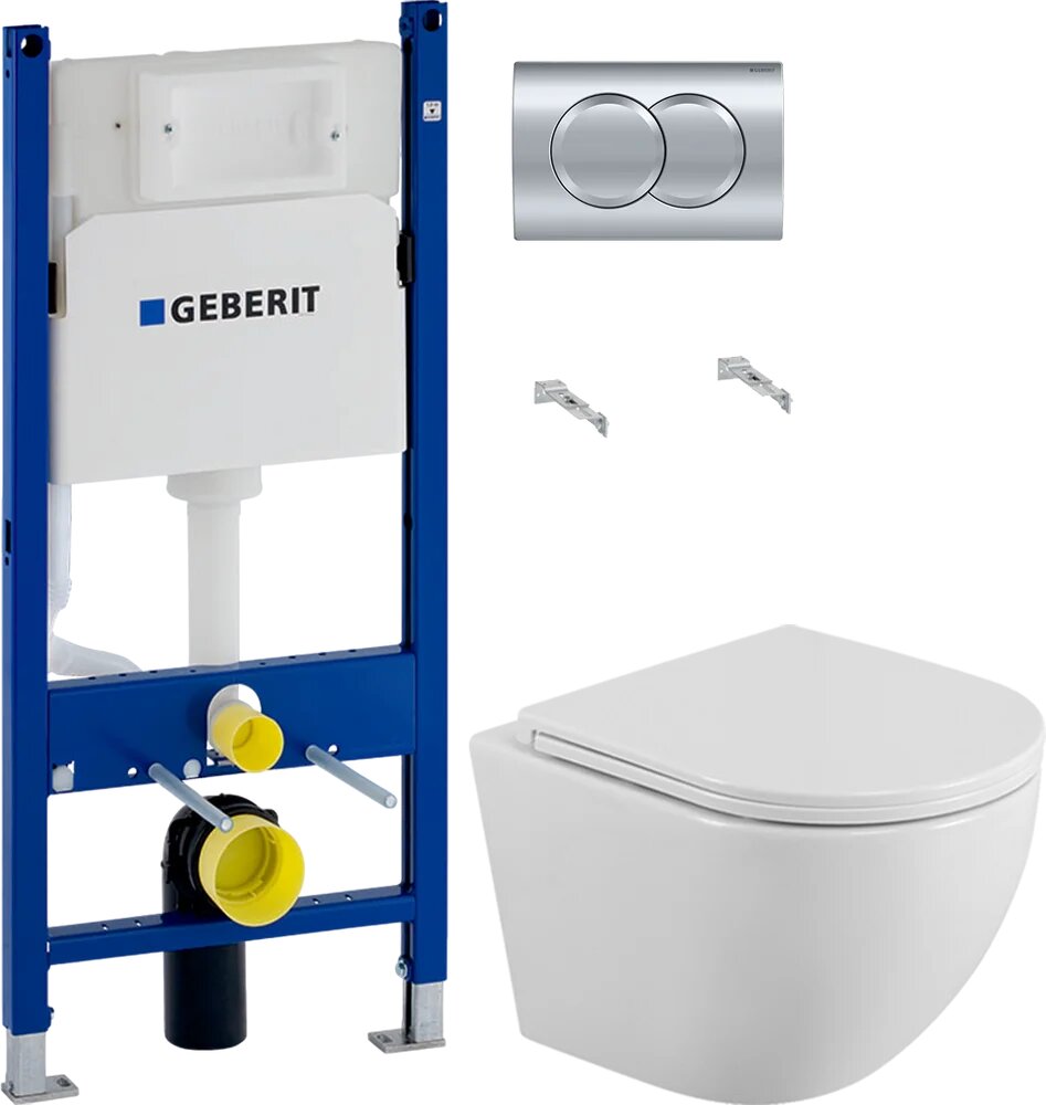Комплект 2 в 1 Унитаз подвесной BelBagno Uno / Инсталляция с кнопкой Geberit Duofix Delta 458.149.21.1 цвет хром