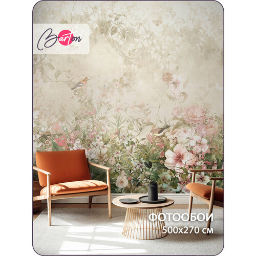 фото Фотообои на стену флизелиновые 3d цветы бабочки птицы 500х270 см bartonwall n156-b barton wallpapers