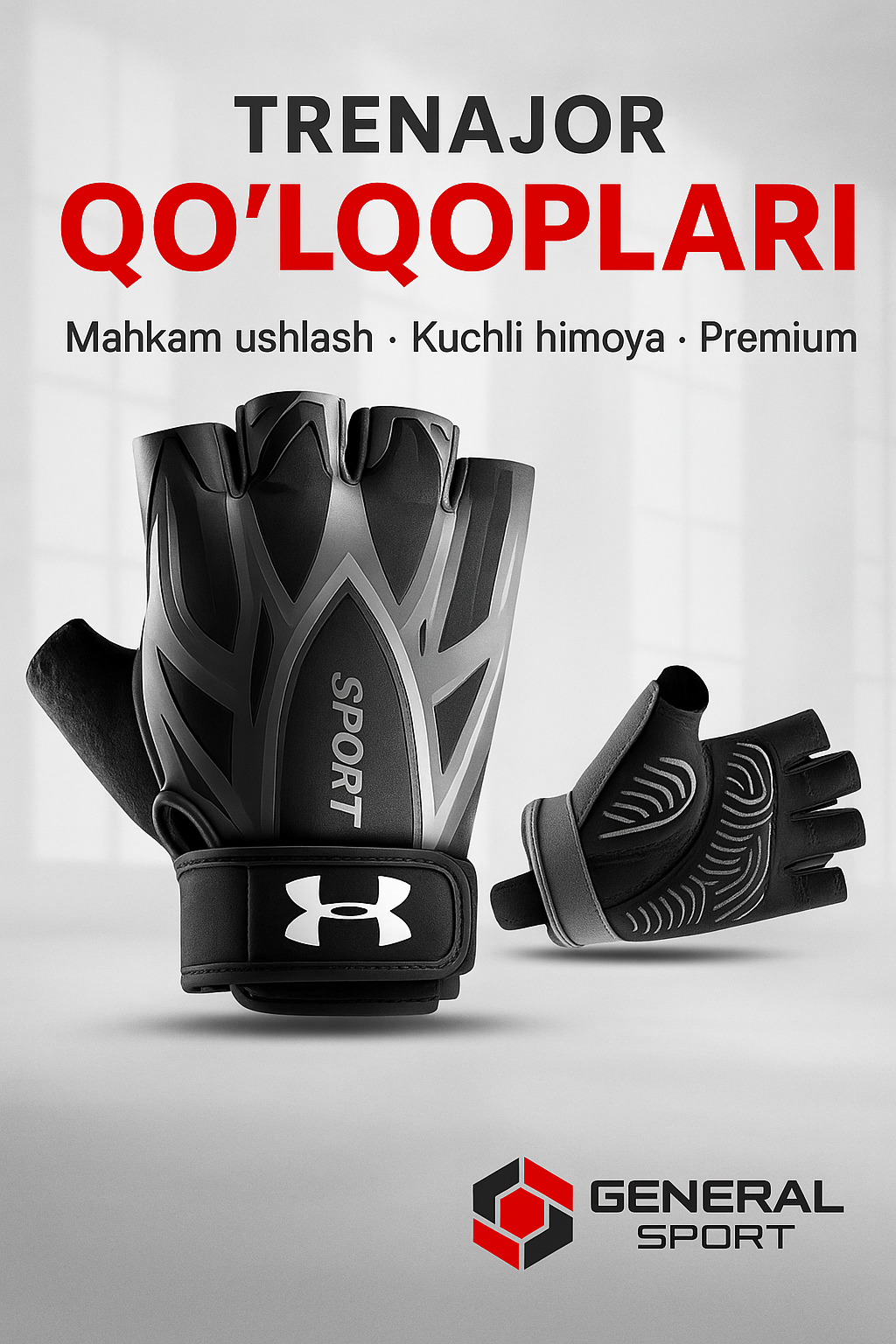 Перчатки без пальцев "Фитнес", укороченные, для тренировок, размер L, черные