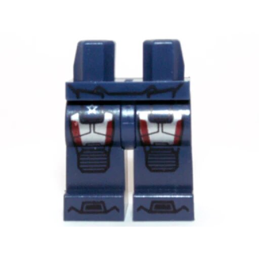 Hips and Legs with Iron Man Silver and Dark Red Knee Plates and Boots Pattern, 970c00pb0274 Dark Blue U