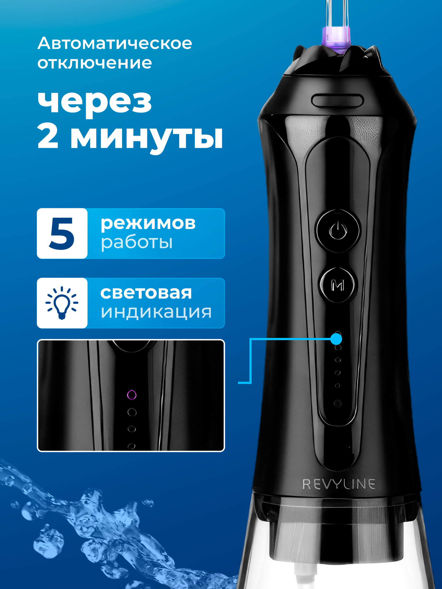 Портативный ирригатор для зубов и полости рта Revyline RL 450 NEW Black, черный — фото 1