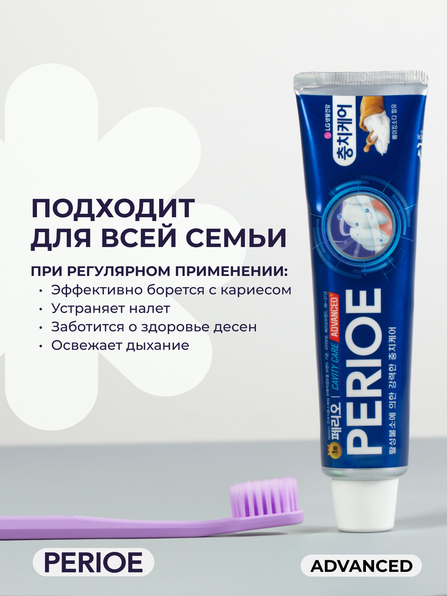 Зубная паста PERIOE Cavity Care Advanced для эффективной борьбы с кариесом 130 г — фото 1
