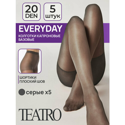 фото Колготки teatro, 20 den, 5 шт., размер 4, серый