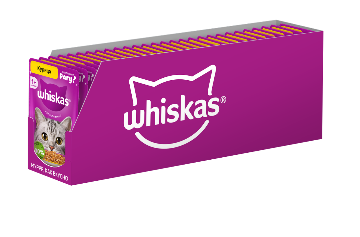 Влажный корм WHISKAS® для кошек, рагу с курицей, 28 шт по 75г — фото 1