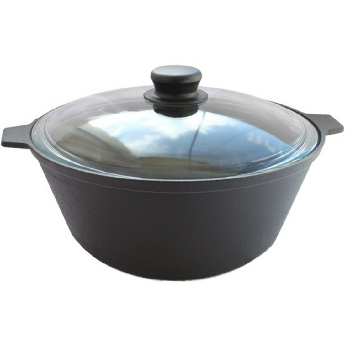 Кастрюля Камская Посуда  чугун  со стеклянной крышкой