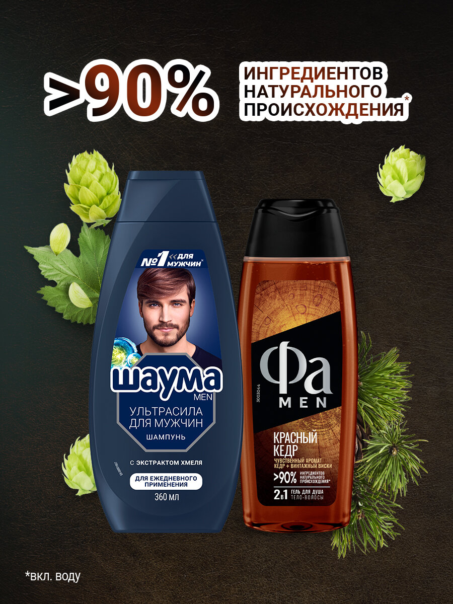 Набор шампунь и гель для душа Шаума Ультрасила 360 мл и Фа Красный кедр 250 мл - фото №6