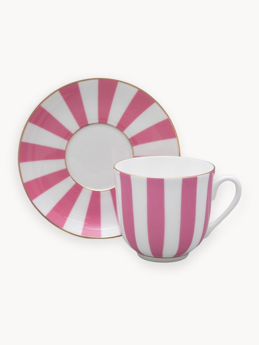 Кофейная пара "Да и Нет", форма Ландыш Императорский фарфоровый завод, 180мл, , костяной фарфор (розовый)