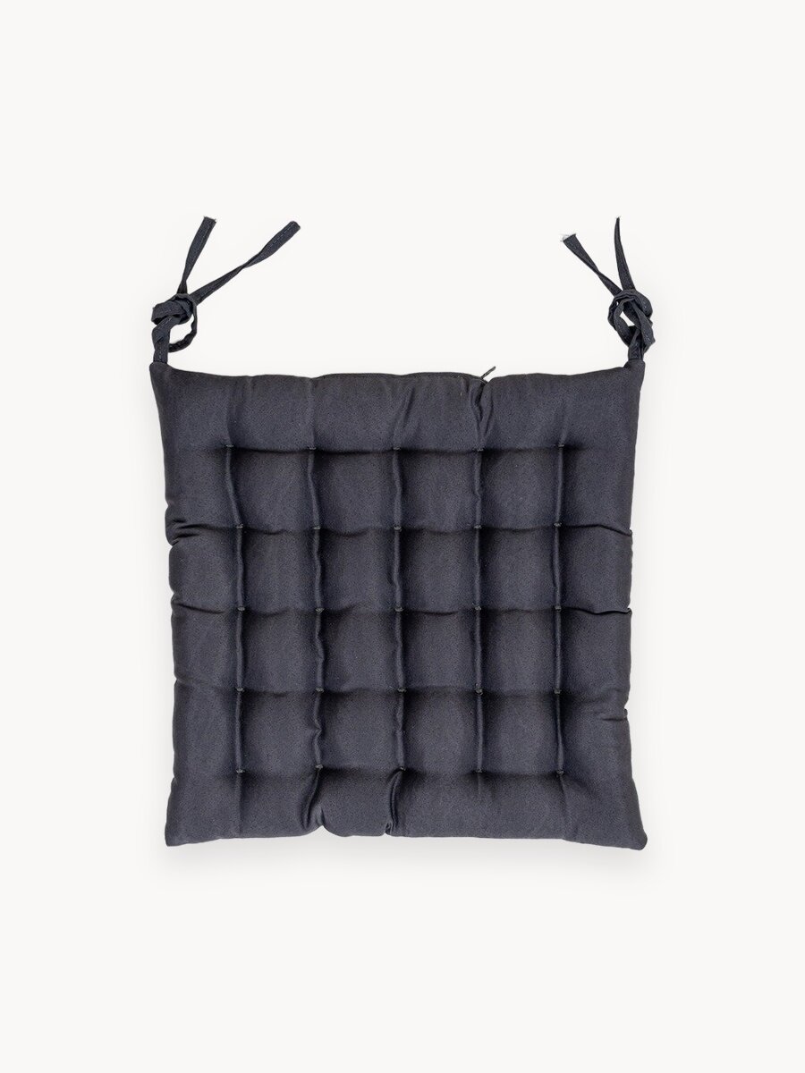 Подушка на стул Bio-Line , ортопедическая подушка для сидения с лузгой гречихи, на завязках Bio-Line,40х40 см, черный