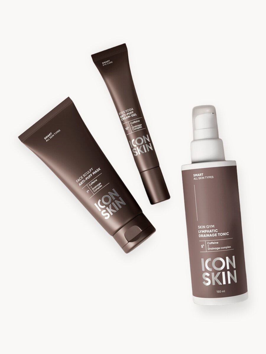 Подарочный набор "люблю" для лица лимфодренажный ICON SKIN SMART, 3 средства (тоник, маска, крем)