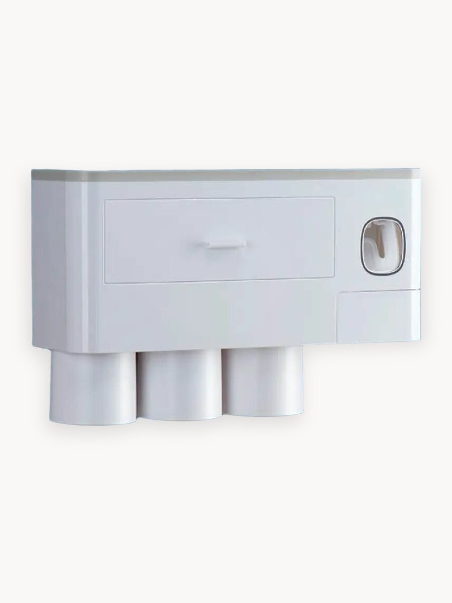 Органайзер Ecoco, для зубной пасты/щеток, настенный, пластиковый, бело-серый