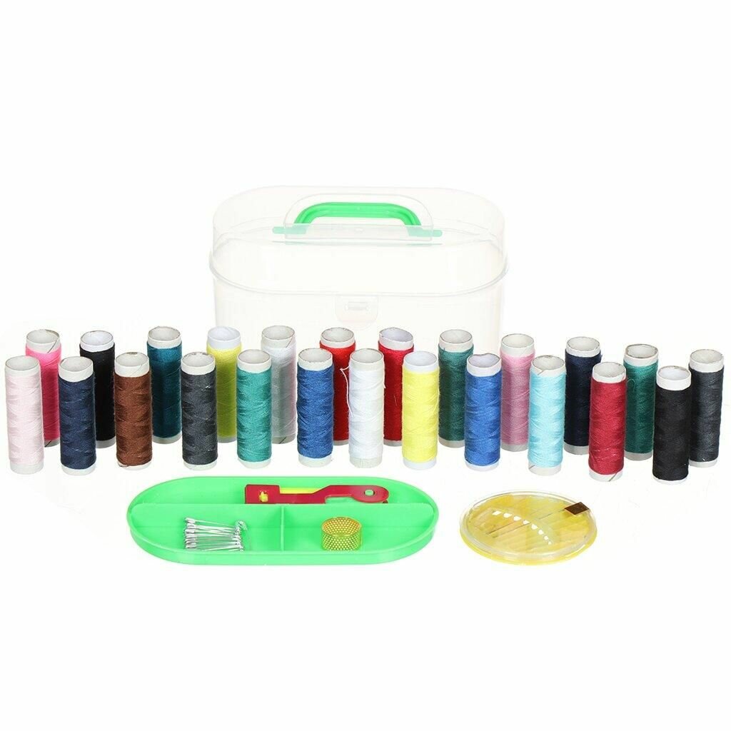 Набор для шитья КНР 29 предметов, нитки 24 шт, булавки, иголки, наперсток