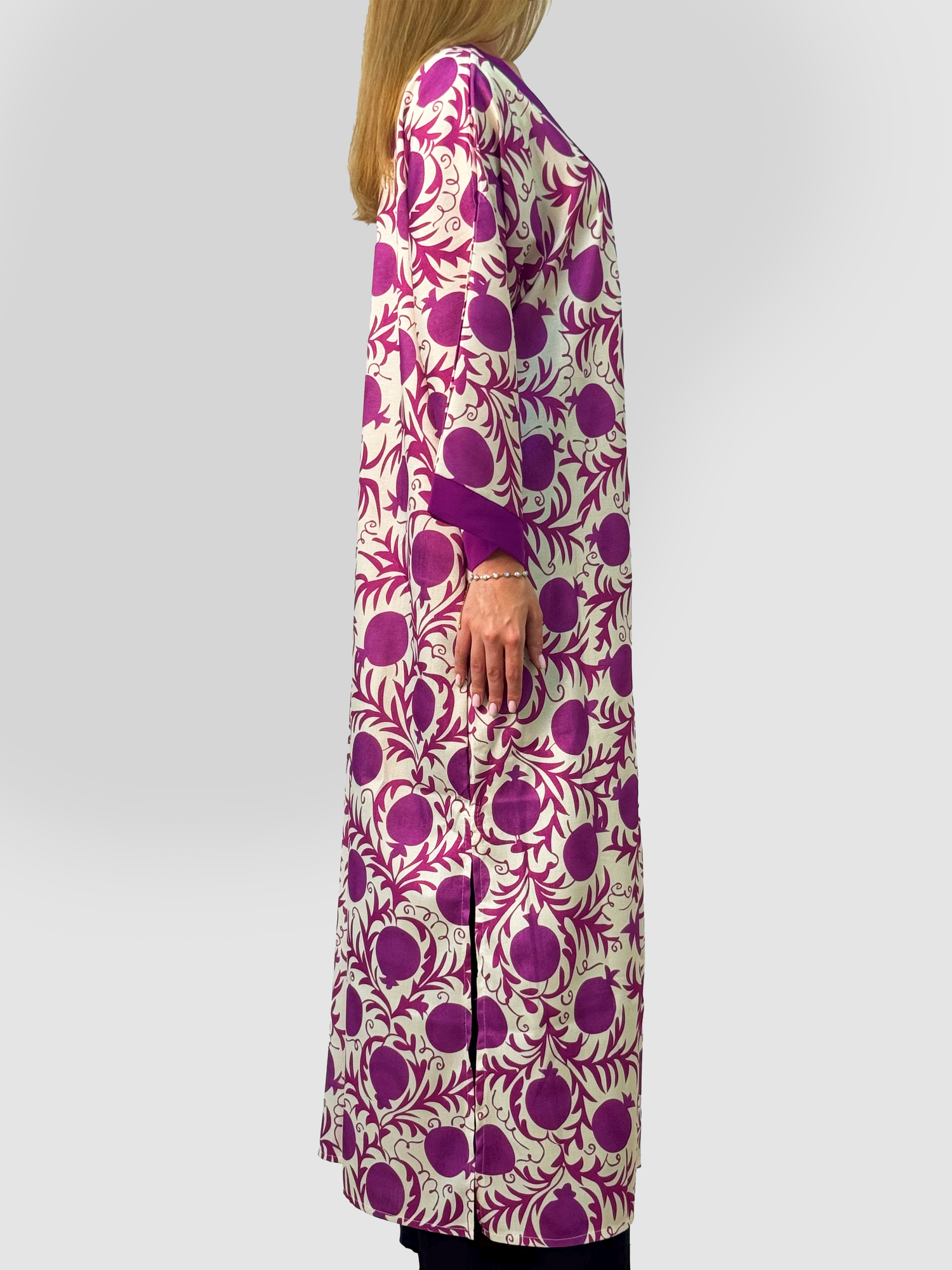 Халат  Традиционный, размер XL, фиолетово-белый — фото 1