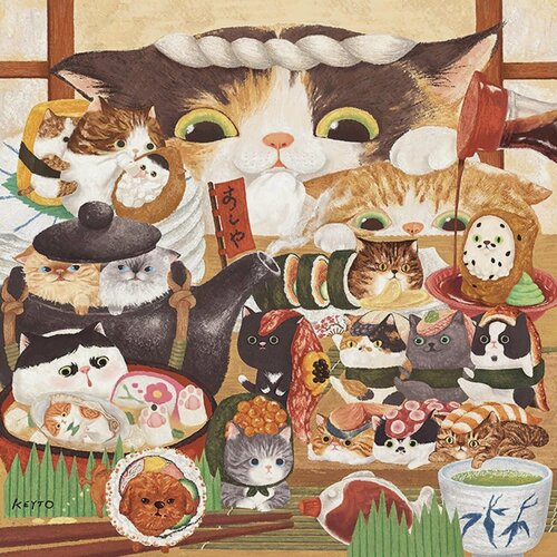 Изображение товара Пазл для взрослых Pintoo 900 деталей, элементов: Keyto. Суши магазин для кошек