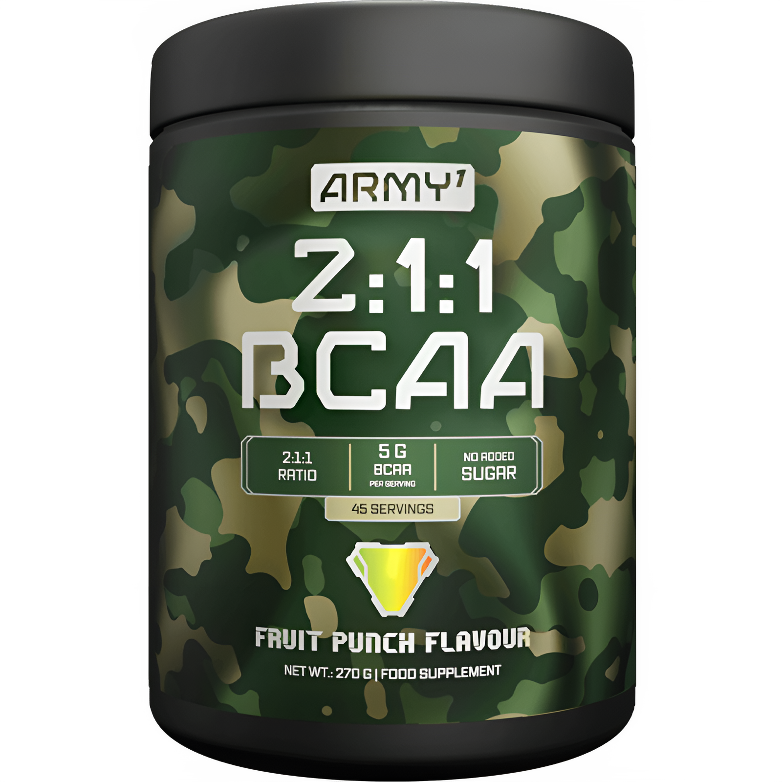 Аминокислоты Army 1 BCAA 2:1:1, 270 г, 45 порций, энергия, фруктовый пунш